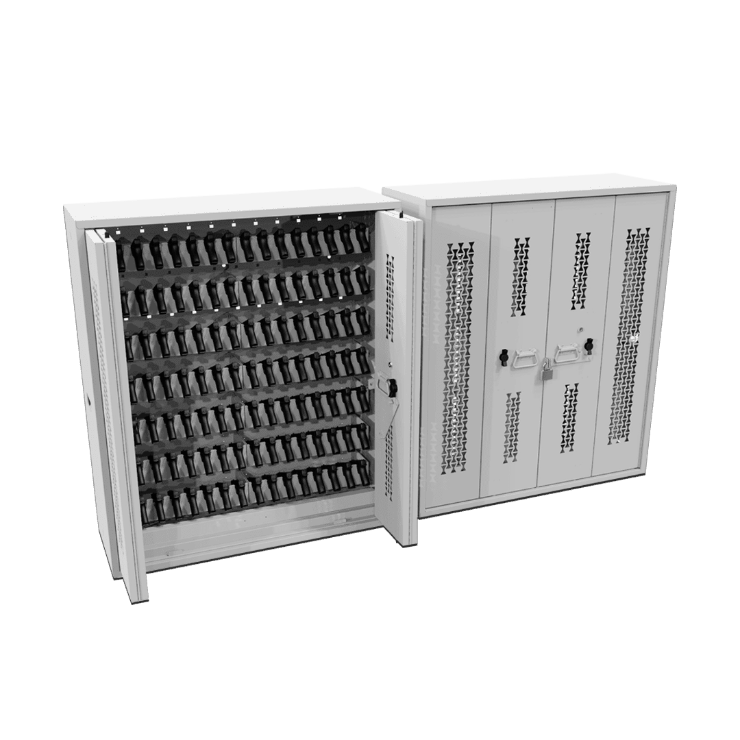 Bi-fold weapon storage outfitted for handgun storage