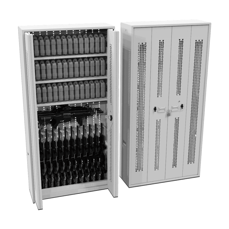 Bi-fold weapon rack outfitted for M4 storage