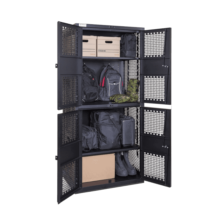 Double tier military gear storage lockers